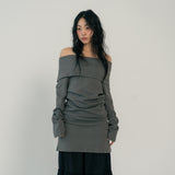 OFF SHOULDER TIED TOP (CHARCOAL)