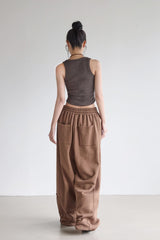 Applique Point Sweatpants - BROWN