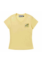 プレイドVネックパッチスリムTシャツ