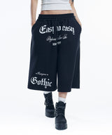 Gothic lettering Bermuda sweatpants - Black