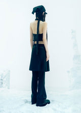 Muffler Knit Halter Top / Black