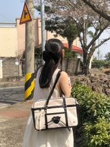 クラシックリボンスクールバッグ_canvas black