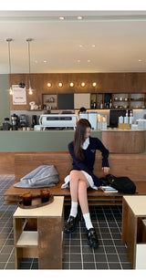 Navy Blue Collar Shirt Dress