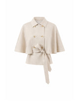 Airi Linen Summer Double Button Cape Crop Jacket Light beige