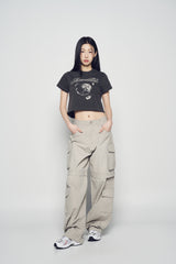 25SS ギャラクシーピグメント クロップ ショートスリーブ Tシャツ チャコール