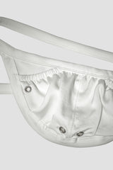 Satin belted bag, Ivory