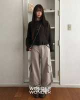 [MADE] Inku Color-block Pocket Cargo Wide Long Pants
