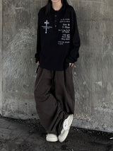 spica raw-edge embroidery pants
