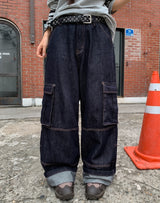 Abe Raw ステッチカーゴデニムパンツ