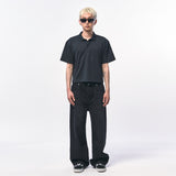 MANS クロップピケポロシャツ BLACK