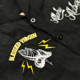"BLESSED VIRGIN" ウォッシュドエンブロイダリーサテンシャツ