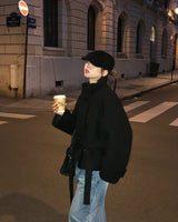 [ORIGINAL] Center Waist-Tie Wool Short Coat
