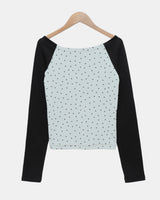 ケオンオフショルダーピーチフリーススターTシャツ