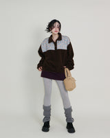 Femme Flower Pattern Quilted Fleece Long Sleeve T-Shirt (Button Detail)