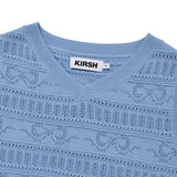 RIBBON CROCHET CROP KNIT VEST [SKY]
