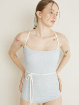 FLOWER STRING RIBBON MONOKINI - SKY BLUE