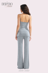 アンナ レース カーディガン トレーニング スリーピース セット (Sleeveless cardigan, pants)