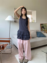 RIBBON PUNCHING WIDE PANTS (3C)