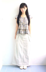 Vintage pocket washed long skirt