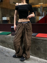 string low-rise cargo pants