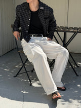 Thin crop check shirts(2color)