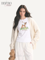 バンビ ラウンド スパンデックス ロングスリーブ Tシャツ