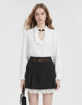 [PRE- FALL] Léa Ruffle Cutout Buckle Long-Sleeve Blouse Ivory