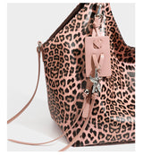 Star Keyring Leopard Print Oversized Tote Bag