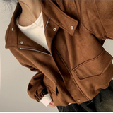 Fumo High Neck Banding Suede Jumper