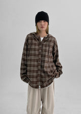 [MADE] Demodet Napping Checkered Hooded Shirt