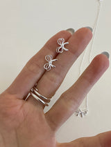 [92.5silver] Solid リボンピアス