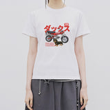 バイクダックスフンドショートスリーブTシャツ_ホワイト
