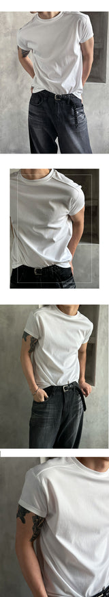 [PREMIUM][MUSCLE FIT] ショルダーラインマッスルハーフTシャツ(3color)