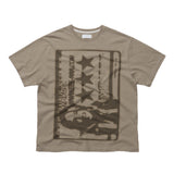 Sound wave artwork damage washing T-shirt (Beige)_1