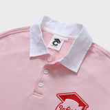 ホワイトカラーラグビースウェットカラーTシャツ / パステルピンク [Unisex]
