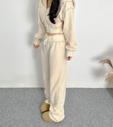 (ZIP-UP & PANTS SET!) 4 COLORS シックフリースクロップドトレーニングパンツ