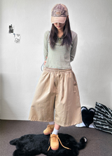 Frendi Cotton Multi Over Long Bermuda Pants 5 Color 