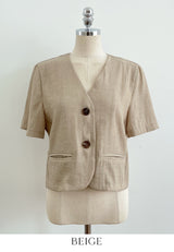 Koren V-neck Linen Short Sleeve Jacket
