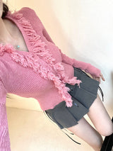 1075. Fringe wool knit cardi (4color)