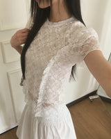 Puffu Frill Lace See-Through Frill T-Shirt