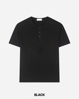 Ribbed Muscle Fit Henley neck Short Sleeve
