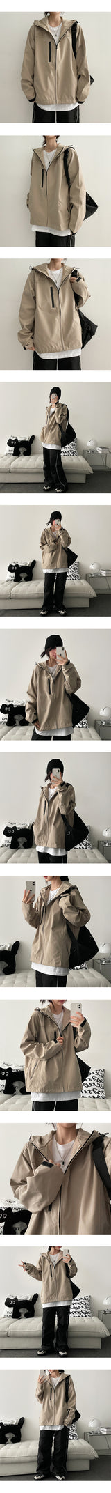 Ultimate Goff Embroidery String High-Neck Windbreaker Hooded Jumper