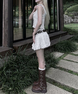 Lace low mini Skirt (2colors)