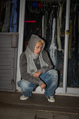 STRIPE MUFFLER MINT GRAY