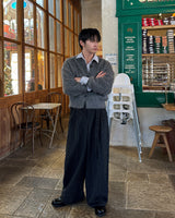 ストライプウールワイドスラックス