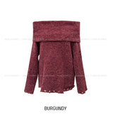 [Wool 25%] Kae Mix Damage Off-Shoulder Knit
