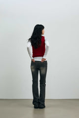 COMET LAYERED SLEEVE TOP / RED