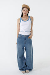 DEEP NECK SLEEVELESS TOP_SKY BLUE-WHITE