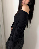 Bora Frill Halter Off-Shoulder Knit