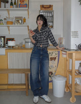 Lock Adjust Button Balloon Denim Pants
